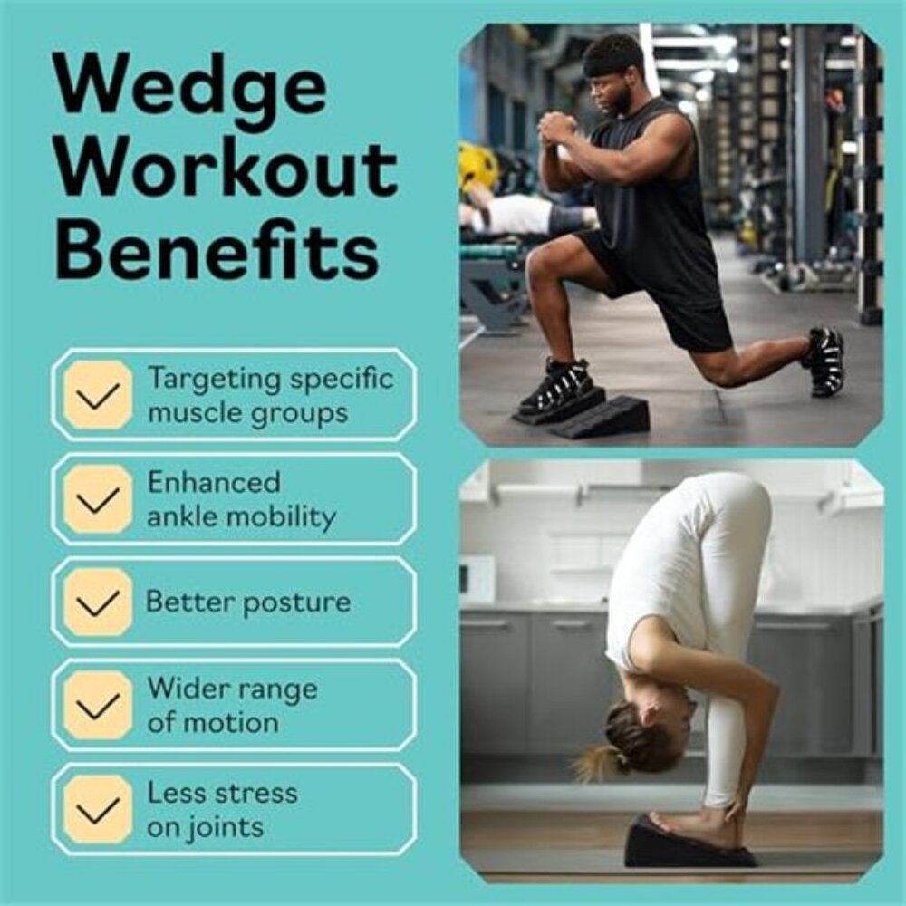 Squat Wedge Blocks Set Slant Board Calf Stretch Heel Elevation Squat Ramp - Picture 6 of 6